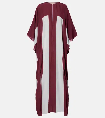 Adriana Degreas Bold Stripes Kaftan In Burgundy