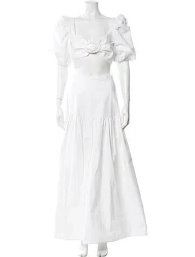 Pre-owned Adriana Degreas Bow Accents Skirt Suit In White
