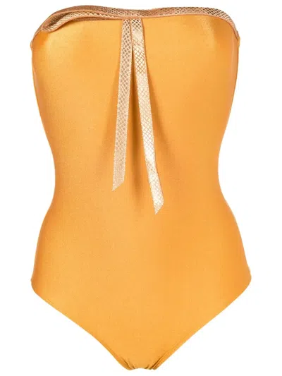 Adriana Degreas Bandeau-badeanzug Mit Schleife In Orange
