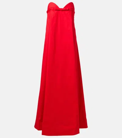Adriana Degreas Bow-detail Cotton-blend Maxi Dress In Red