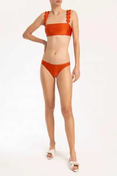 Adriana Degreas Bubble Bikini With Straps In Paprika In Red