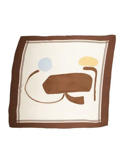 Pre-owned Adriana Degreas Canvas Printed Scarf In Neutral