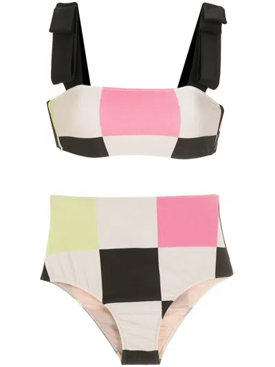 Adriana Degreas Check Print Bikni In White