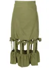 Adriana Degreas Cut-out Silk Midi Skirt In Green