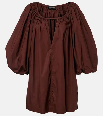 Adriana Degreas Cotton-blend Minidress In Brown