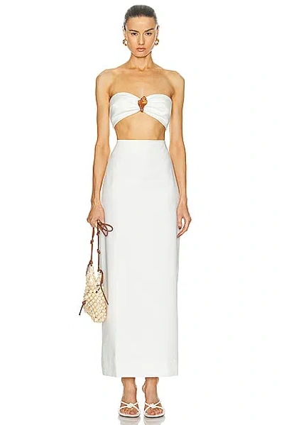 Adriana Degreas Cotton Solid Top & Skirt Set In Off White