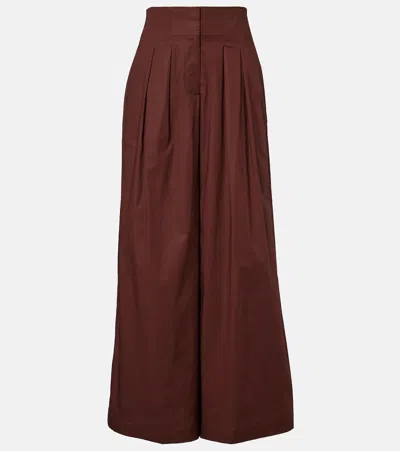 Adriana Degreas Cotton-blend Wide-leg Pants In Brown