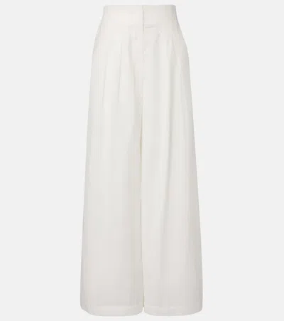 Adriana Degreas Cotton-blend Wide-leg Pants In White