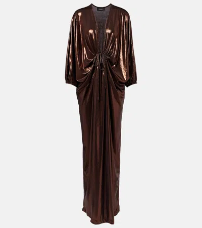 Adriana Degreas Cutout Draped Kaftan In Brown