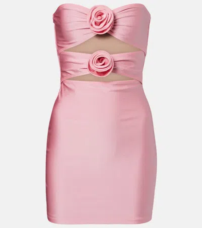 Adriana Degreas Cutout Floral-appliqué Minidress In Pink