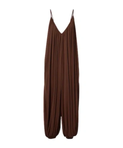 Adriana Degreas Draped Jumpsuit In Brown