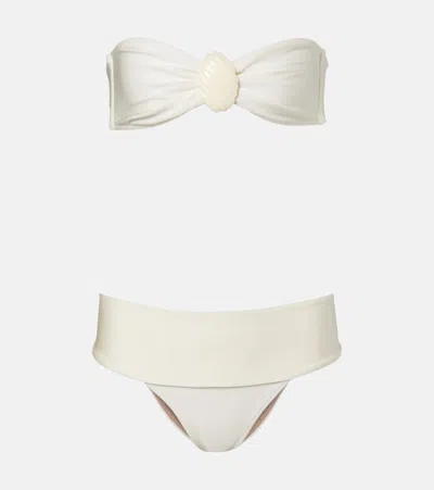 Adriana Degreas Embellished Bandeau Bikini In White