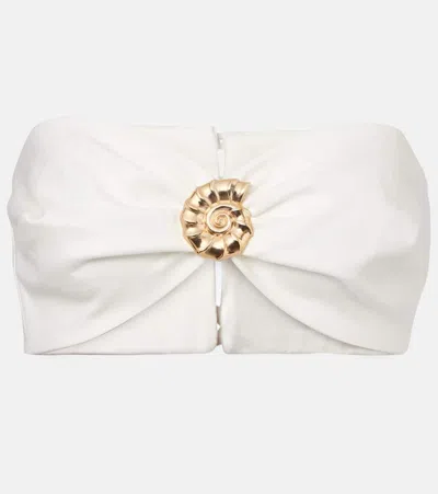 Adriana Degreas Embellished Cotton-blend Bandeau Top In White