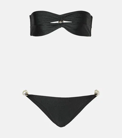 Adriana Degreas Embellished Strapless Bikini In Black