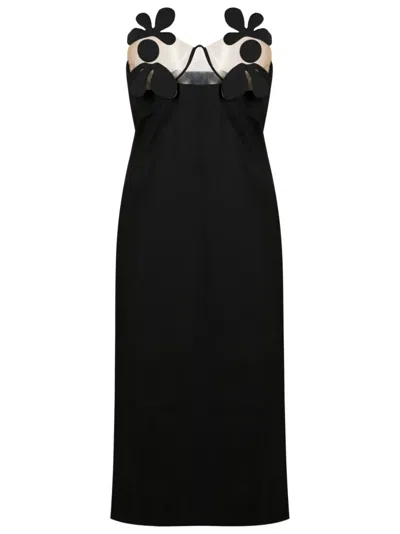 Adriana Degreas Floral-appliqué Midi Dress In Black