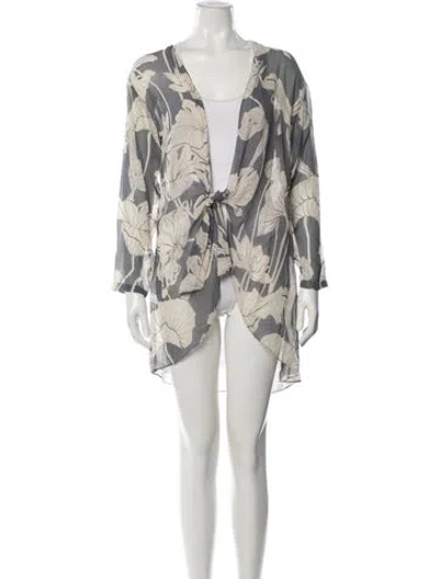 Pre-owned Adriana Degreas Floral Print Cover-up In Neutral