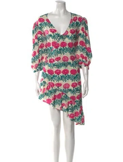 Pre-owned Adriana Degreas Floral Print Knee-length Dress In Multi