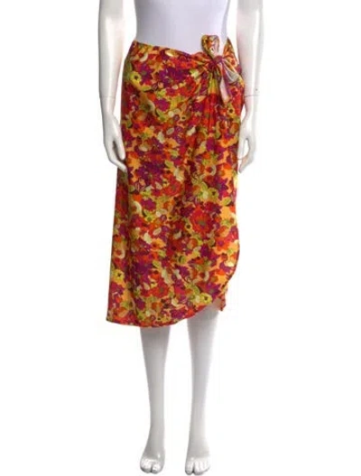 Pre-owned Adriana Degreas Floral Print Knee-length Skirt In Orange