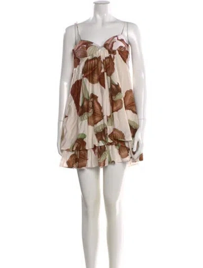 Pre-owned Adriana Degreas Floral Print Mini Dress In Multi