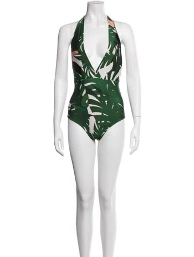 Pre-owned Adriana Degreas Floral Print One-piece W/ Tags In Green