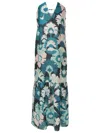 Adriana Degreas Floral-print Strapless Dress In Blue