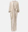 Adriana Degreas Gathered Lamé Kaftan In Silver