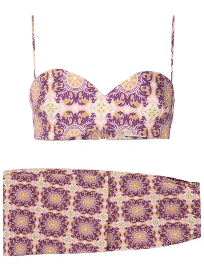 Adriana Degreas Graphic-print Maxi Skirt Set In Purple