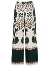 Adriana Degreas Graphic-print Silk Flared Trousers In Green