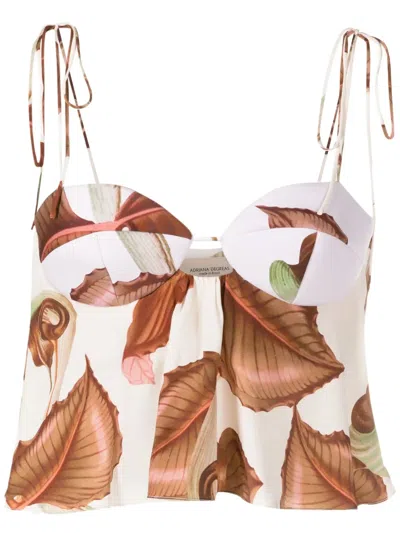 Adriana Degreas Graphic-print Silk Top In Neutrals