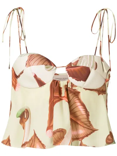 Adriana Degreas Graphic-print Silk Top In Neutrals