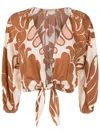 Adriana Degreas Graphic-print V-neck Top In Brown