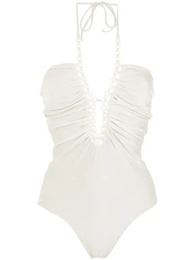 Adriana Degreas Halterneck Chain-detail Swimwear In White