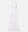 Adriana Degreas Halterneck Cotton-blend Maxi Dress In White