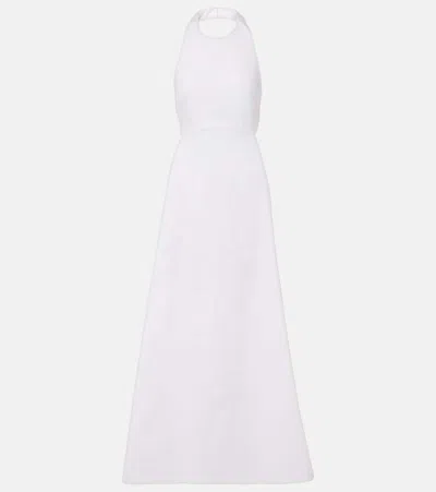 Adriana Degreas Halterneck Cotton-blend Maxi Dress In White