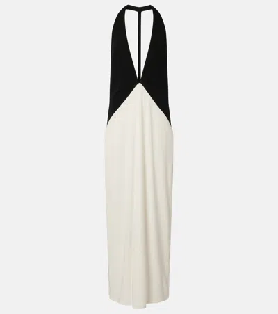 Adriana Degreas Halterneck Jersey Maxi Dress In White