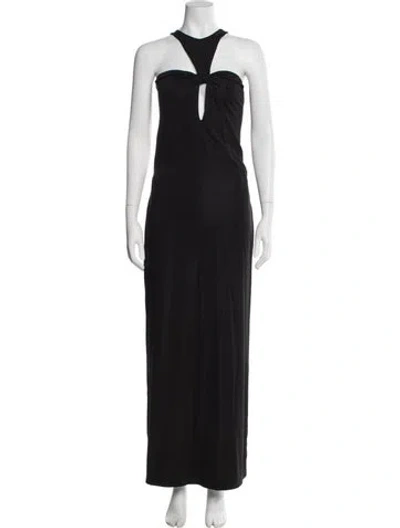 Pre-owned Adriana Degreas Halterneck Long Dress In Black