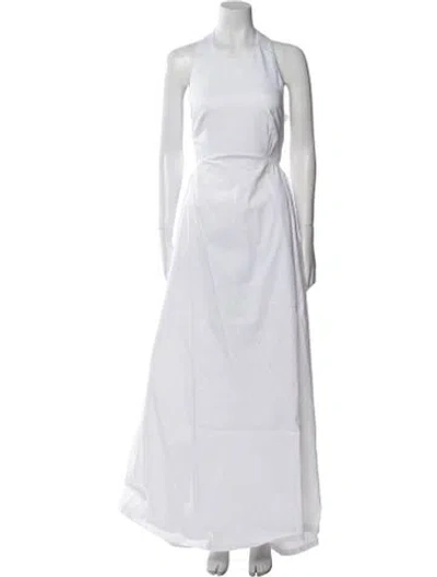 Pre-owned Adriana Degreas Halterneck Long Dress In Neutral