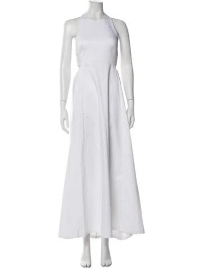 Pre-owned Adriana Degreas Halterneck Long Dress In White