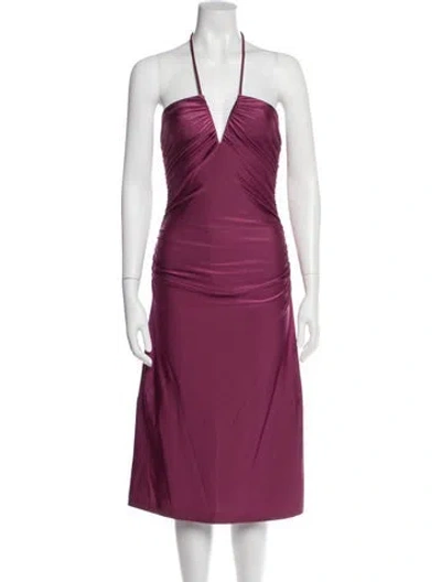 Pre-owned Adriana Degreas Halterneck Midi Length Dress In Pink
