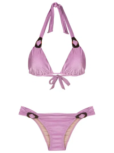 Adriana Degreas Hardware-embellished Triangle Bikini In Purple