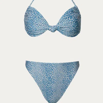 Adriana Degreas High-leg Bikini With Straps In Tortoise In Blue