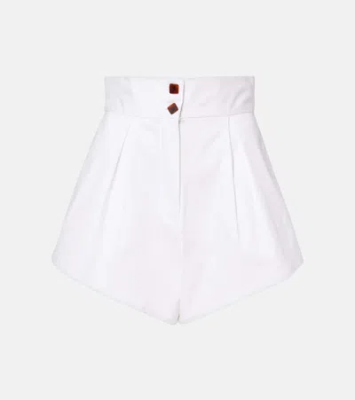 Adriana Degreas High-rise Cotton-blend Shorts In White