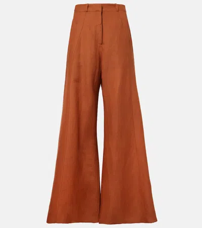 Adriana Degreas High-rise Wide-leg Pants In Cognac