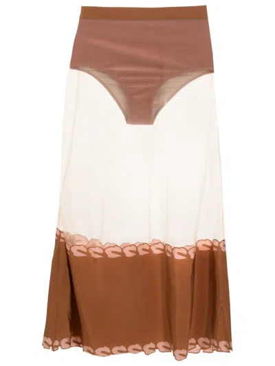 Adriana Degreas High-waist Sheer Skirt In Brown