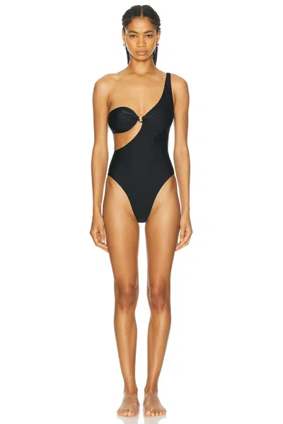 Adriana Degreas Holiday One Shoulder One Piece Swimsuit In Black