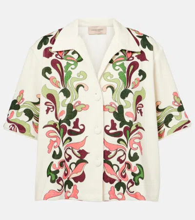 Adriana Degreas Inamorata Cotton-blend Bowling Shirt In White