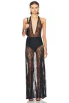 Adriana Degreas Lace Bare-back Long Dress In Black