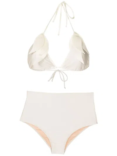 Adriana Degreas Leaf-appliqué Bikini Set In Neutral