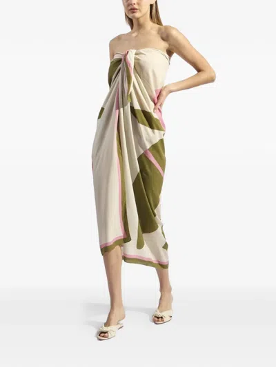 Adriana Degreas Leaf-print Sarong In Brown