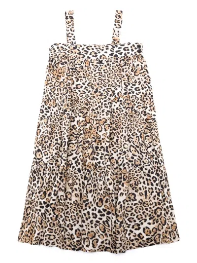 Adriana Degreas Kids' Leopard-print Midi Dress In Brown